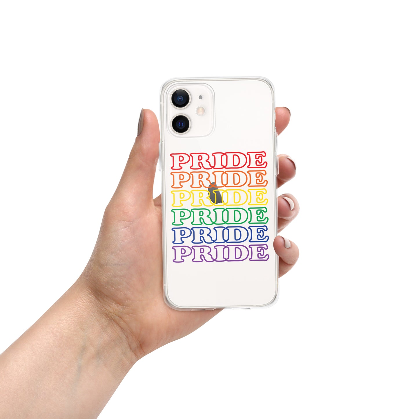 Rainbow Pride Text iPhone Clear Phone Case