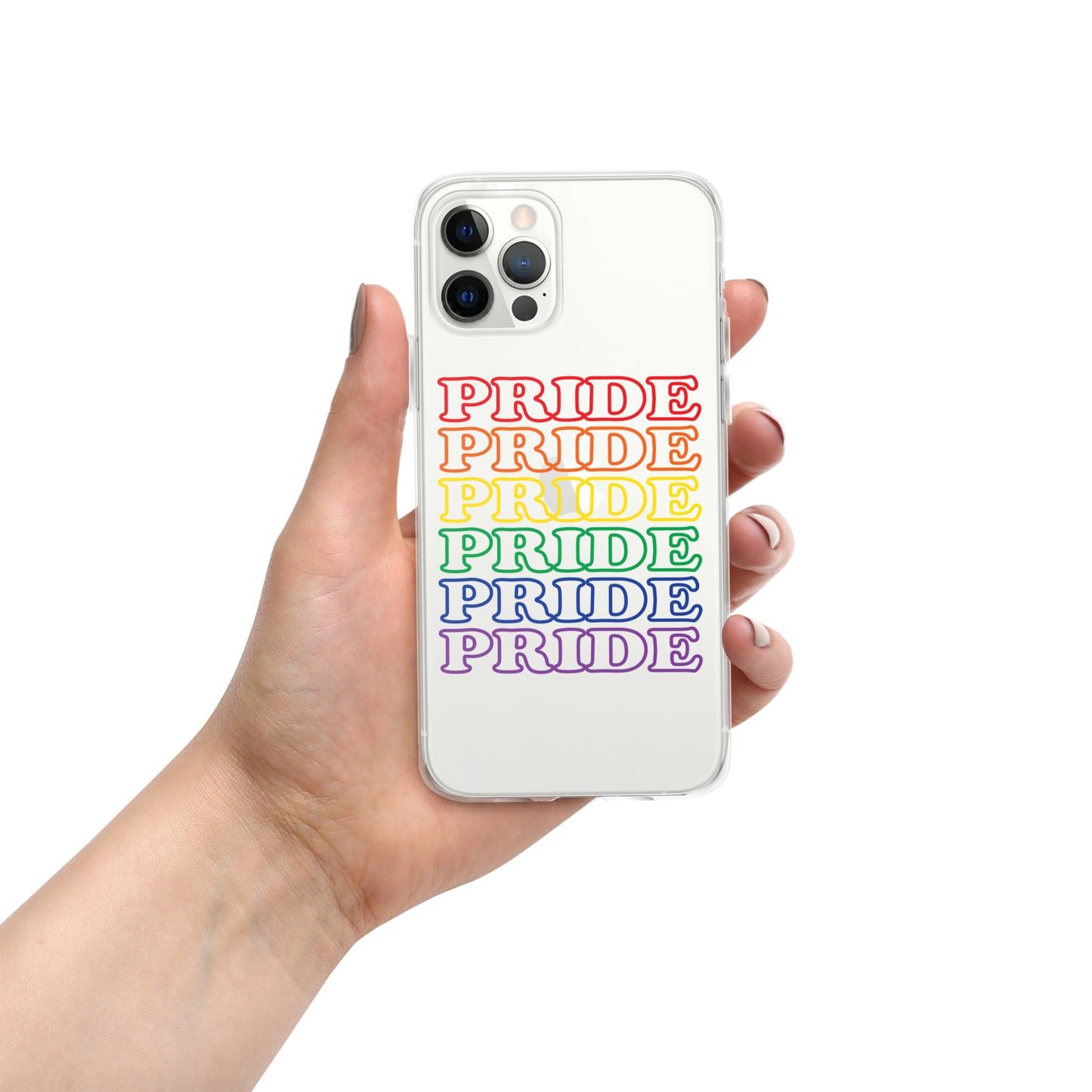 Rainbow Pride Text iPhone Clear Phone Case