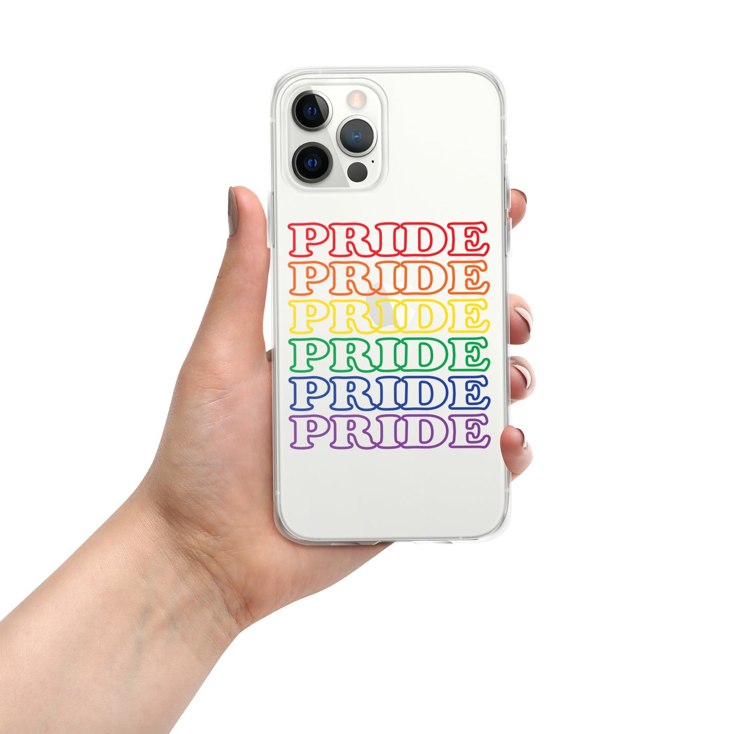 Rainbow Pride Text iPhone Clear Phone Case