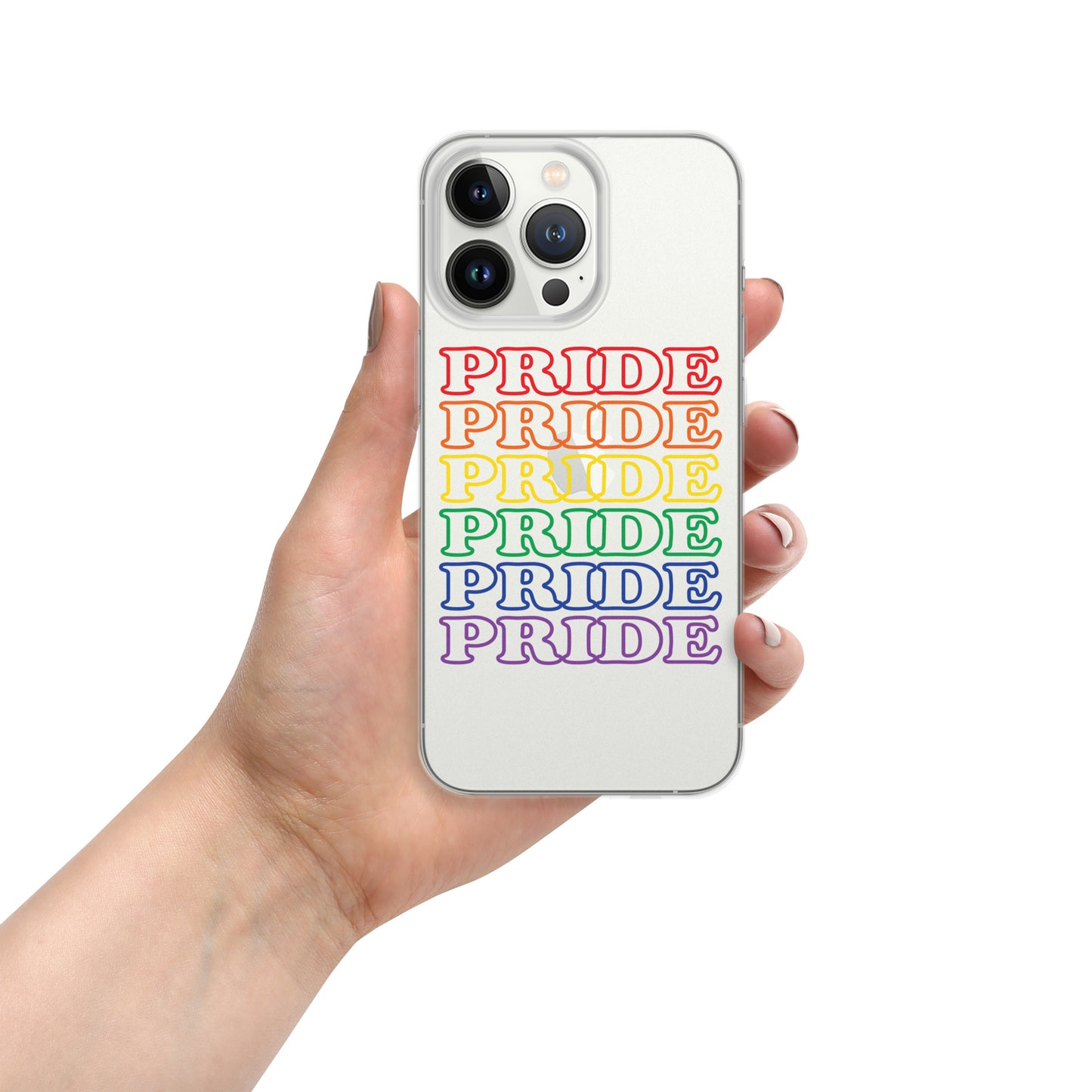 Rainbow Pride Text iPhone Clear Phone Case