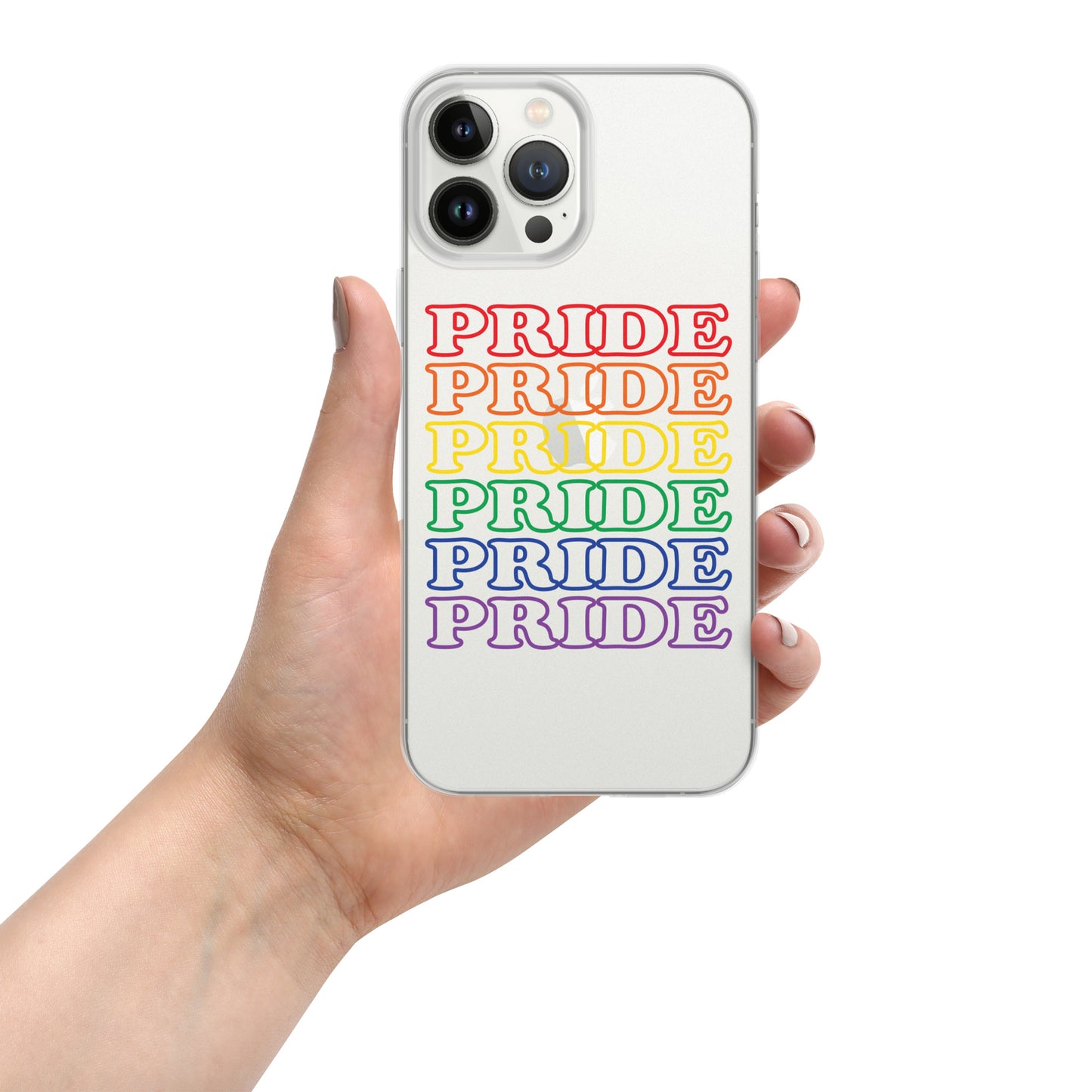 Rainbow Pride Text iPhone Clear Phone Case