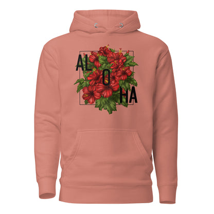 Tropical Vibes Red Hibiscus Aloha Hawaii Hoodie