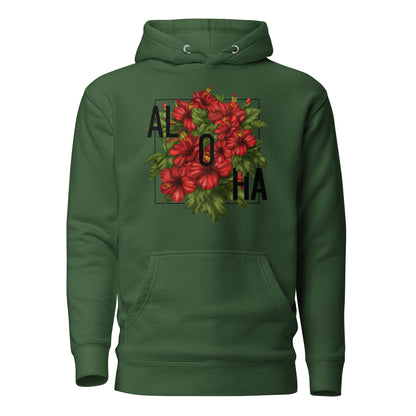 Tropical Vibes Red Hibiscus Aloha Hawaii Hoodie