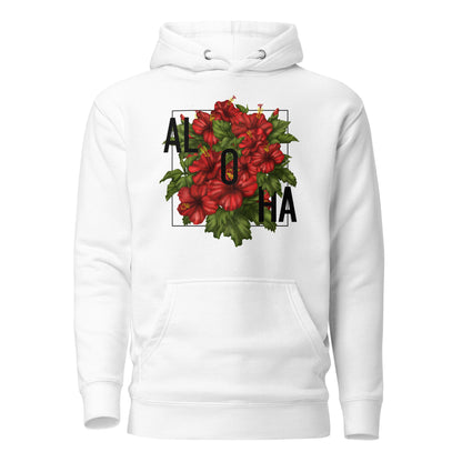 Tropical Vibes Red Hibiscus Aloha Hawaii Hoodie