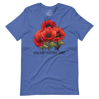 Flourish and Conquer: Grow, Adapt, Overcome, Thrive Poppy Flower Motivational Shirt