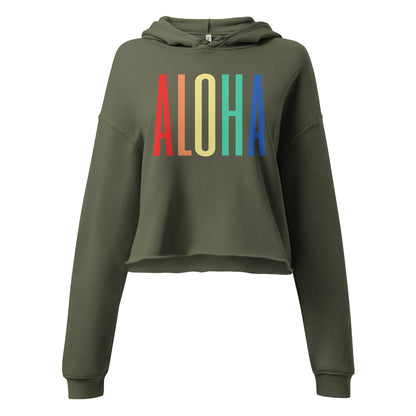 Women's  Tropical Aloha Hawaii Family Vacation Crop Top Hoodie